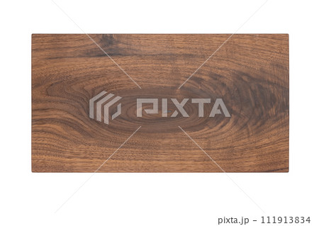Black walnut board oil finished isolated on white background Black walnut board oil finished isolated on white background 111913834
