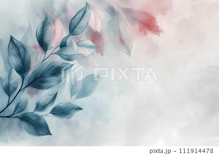 Watercolor pastel floral background with soft pastel colors, flowers and leaves, nature background for invitation, wedding card 111914478