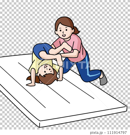 Children and coach in gymnastics class Children and coach in gymnastics class 111914797