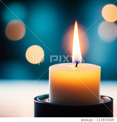 Close up candle fire with bokeh background , created with generative AI technology 111915826
