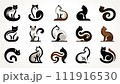猫のロゴ　黒白茶色 111916530