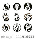 猫のロゴ　黒白茶色 111916533