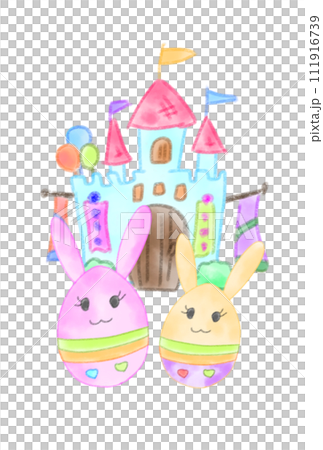イースターエッグが出迎えてくれるかわいいお城 イースターエッグが出迎えてくれるかわいいお城 111916739
