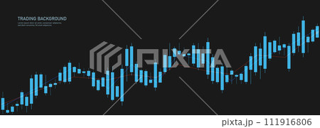 A chart of financial candlesticks on a black background. Charting tools for traders. 111916806