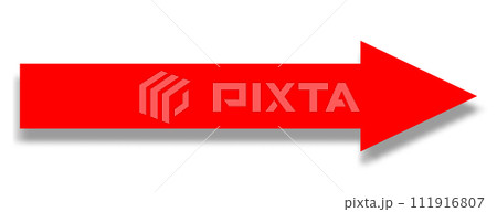 The red icon is a solid long arrow pointing in the direction on a transparent background. 111916807