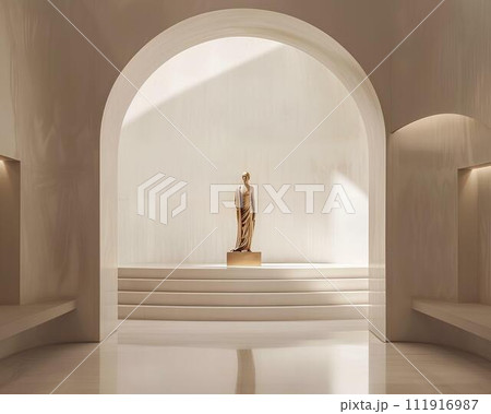 Luxury Round podium with arch and curtains. Mock up, 3D Rendering Luxury Round podium with arch and curtains. Mock up, 3D Rendering 111916987