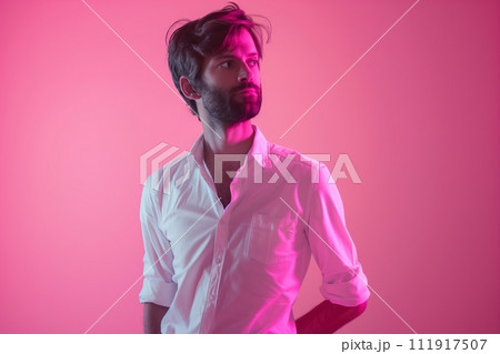 Elegant Youth: Portrait of a Young Man with a Beard 111917507