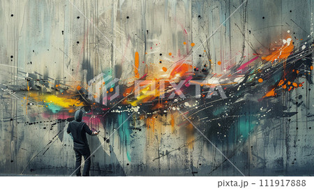 Spray painting concrete wall background. Generative AI Spray painting concrete wall background. Generative AI 111917888