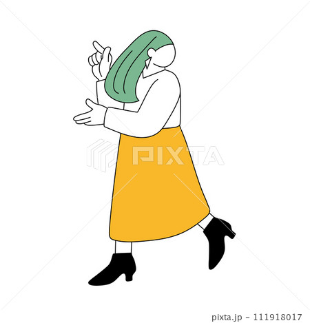 歩くシンプルな女性のイラスト 歩くシンプルな女性のイラスト 111918017
