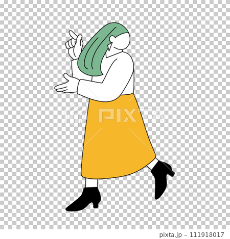 歩くシンプルな女性のイラスト 歩くシンプルな女性のイラスト 111918017