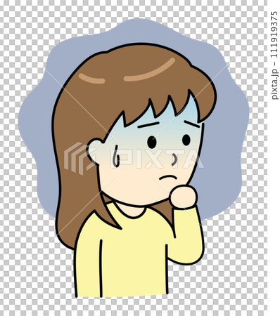 A young woman with an anxious and pale face A young woman with an anxious and pale face 111919375