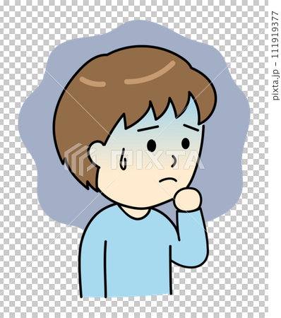 不安で青ざめた顔の若い男性 111919377