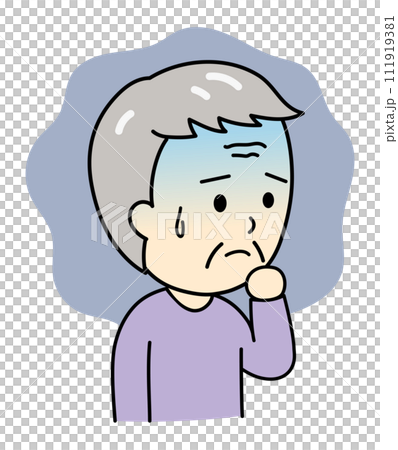 An old man with a pale face due to anxiety 111919381