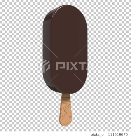 Chocolate ice cream bar. Ice cream dessert with a popsicle stick. Chocolate ice cream. 3D rendering 111919670