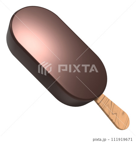 Chocolate ice cream bar. Ice cream dessert with a popsicle stick. Chocolate ice cream. 3D rendering 111919671