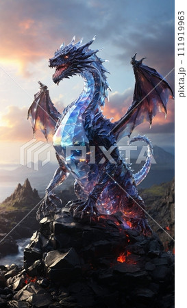 ファンタジーに登場するドラゴンのイラスト 111919963