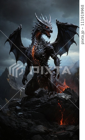 ファンタジーに登場するドラゴンのイラスト ファンタジーに登場するドラゴンのイラスト 111919968