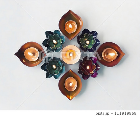 インド・アジアのイメージのキャンドルを俯瞰撮影 AI生成画像 インド・アジアのイメージのキャンドルを俯瞰撮影 AI生成画像 111919969