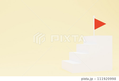 3D素材_シンプルな階段とフラッグ_ベージュ 3D素材_シンプルな階段とフラッグ_ベージュ 111920998