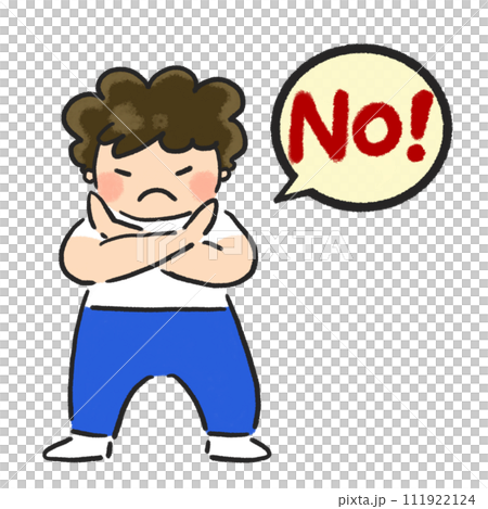 A boy making a cross mark in front of his chest with NO speech bubble A boy making a cross mark in front of his chest with NO speech bubble 111922124