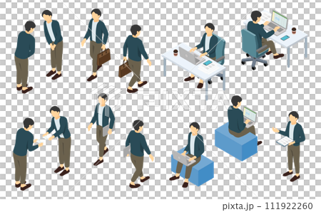 等距插圖： 辦公室休閒男士套裝 2 111922260