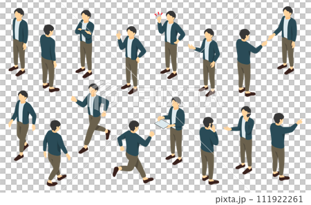 Isometric illustration: office casual men set Isometric illustration: office casual men set 111922261