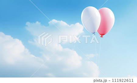 AI-generated content. two love baloons in the sky with clouds 111922611