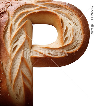 Bread typography text design uppercase alphabet P 111922679