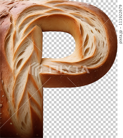 Bread typography text design uppercase alphabet P 111922679