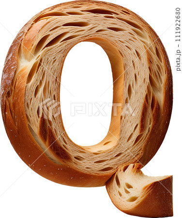 Bread typography text design uppercase alphabet Q 111922680