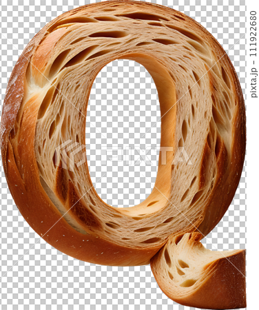 Bread typography text design uppercase alphabet Q 111922680
