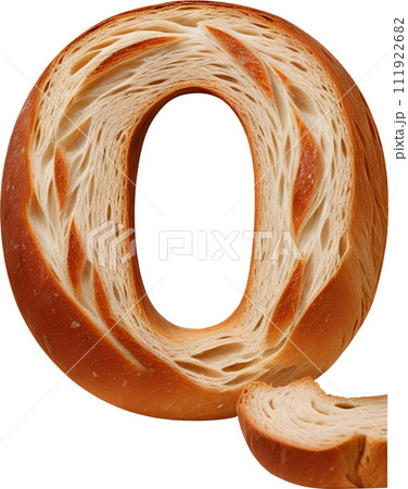 Bread typography text design uppercase alphabet Q 111922682