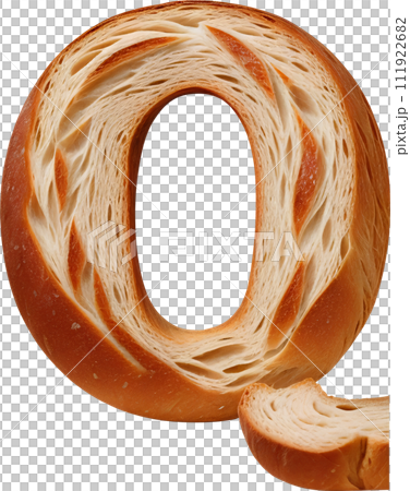 Bread typography text design uppercase alphabet Q 111922682