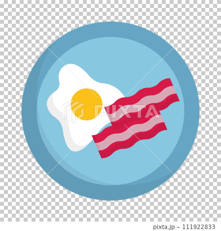 目玉焼きとベーコンのアイコン。朝食のアイコン。ベクター。 111922833