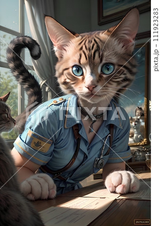 the cat works in medicine, doctor. 111923283
