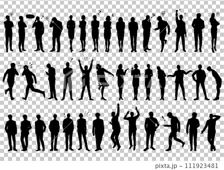 ビジネスマン サラリーマン  ビジネスウーマン OLのビジネスシーンの大量シルエットセット 111923481
