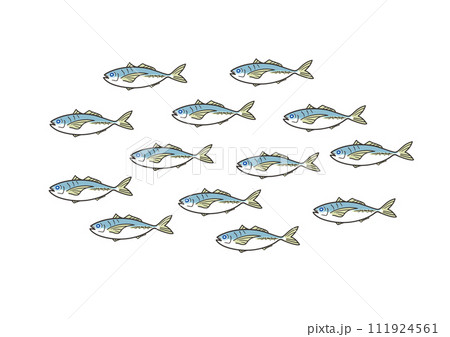 魚の鯵のたくさんで泳ぐイラスト素材 111924561