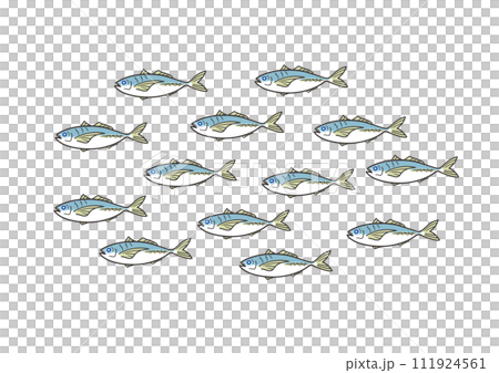 魚の鯵のたくさんで泳ぐイラスト素材 111924561