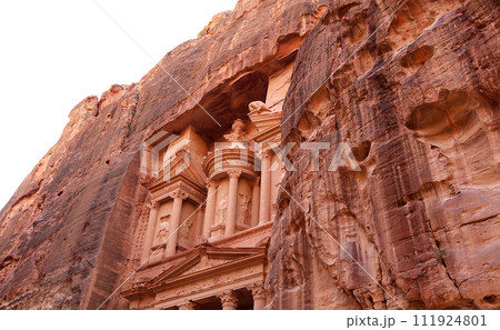 Al Khazneh or The Treasury (carved on white background). Petra, Jordan-- it is a symbol of Jordan, as well as Jordan's most-visited tourist attraction 111924801