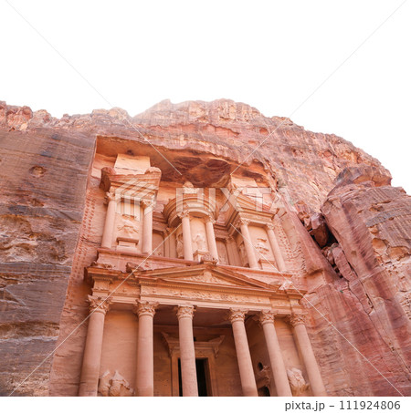 Al Khazneh or The Treasury (carved on white background). Petra, Jordan-- it is a symbol of Jordan, as well as Jordan's most-visited tourist attraction 111924806