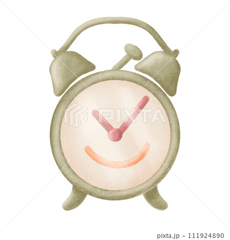 Comic alarm clock ringing and expression. Bright cartoon object in retro art style isolate 111924890