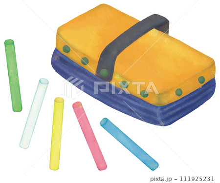 黒板消しとチョークのイラストセット 黒板消しとチョークのイラストセット 111925231