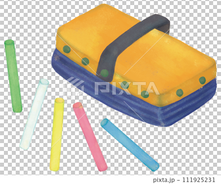 黒板消しとチョークのイラストセット 黒板消しとチョークのイラストセット 111925231