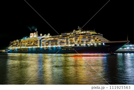 横浜の大桟橋に寄港した豪華客船 111925563