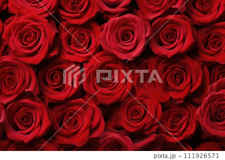 AI-generated content. Red roses background, valentine's day background, top view 111926571