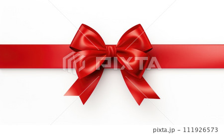 AI-generated content. Red ribbon bow isolated on white background. 111926573