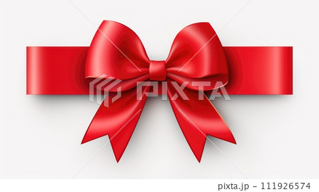 AI-generated content. Realistic red gift bow isolated on white background. 111926574