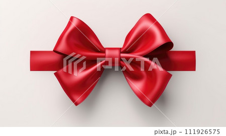 AI-generated content. Red satin bow on white background. 111926575
