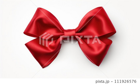 AI-generated content. Red satin bow isolated on white background. 111926576