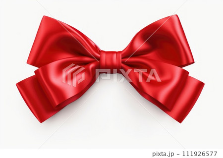 AI-generated content. Red satin bow isolated on white background. 111926577